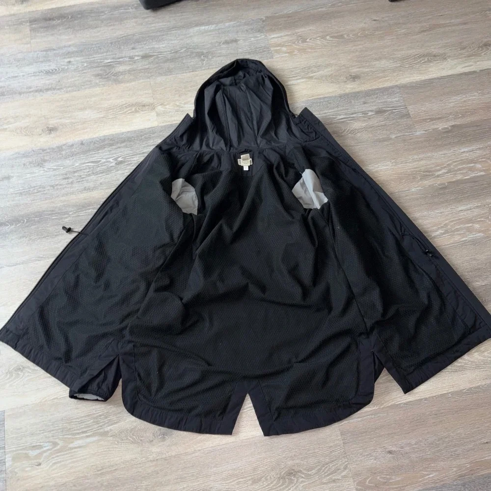 Duluth Trading Co Womens Black Hooded Mesh Lined Full Zip Windbreaker Jacket M